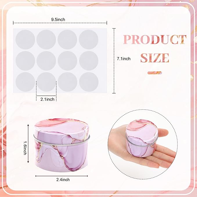 Patelai 2.5 oz Purple Metal Round Tins Aluminum Tin Cans Salve Tins Containers with Screw Lid 10 Sheets Stickers for Salve Spice Candies Balms Candles, 36 Pack (Elegant Style)