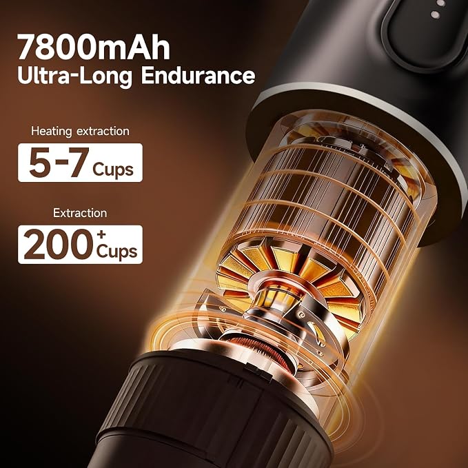 Portable Espresso Machine, 2-in-1 Travel Coffee Maker | 7800mAh battery, hot/cold brew with fast self-heat, for camping RV hiking office, compatible with ground coffee & NS capsules