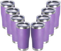 DOMICARE 20oz Tumbler with Lid Stainless Steel Tumblers Bulk, Double Wall Vacuum Insulated Coffee Travel Mug Powder Coated Tumbler, 8 Count (Pack of 1) Purple