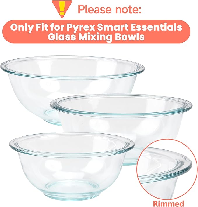 Silicone Replacement Lids for Pyrex Smart Essentials Prepware 326 Rimmed Glass Mixing Bowl, Food Grade Silicone, Sturdy & Durable Cover, Dishwasher & Microwave Safe - 1 Pack