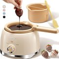 LUSHYUM Electric Chocolate Melting Pot with 2 Insert Pots, 4-Cup Chocolate | Even Heating & Fast Melting, BPA-Free Silicone, Easy Clean, Less Waste, Ideal for Chocolate & Candy Melts, Parties & Fondue