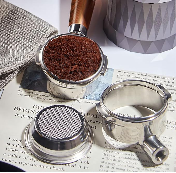 58mm Bottomless Portafilter for Bre ville Oracle & Dual Boiler | Fits BES920XL BES980XL BES990BSS | Nak ed Portafilter wi th Black Rosewood Handle & 58mm Filter Basket - Not for 54mm Series