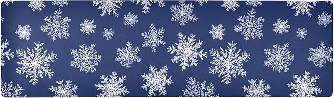 2 in 1 Table Runner Trivet for Hot Pots and Pans Heat Resistant Non Slip Waterproof 39 x 12 Inch Decorative Table Protector for Kitchen Countertop Navy Blue Snowflakes
