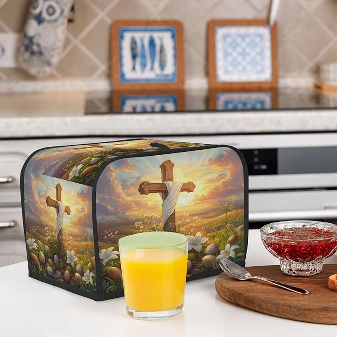 Easter Eggs Art Flower Toaster Cover 4 Slice Dust and Fingerprint Protection Toaster Bread Maker Covers Washable Kitchen Small Appliance Covers for Kitchen Accessories Decor Bakeware Women Gift