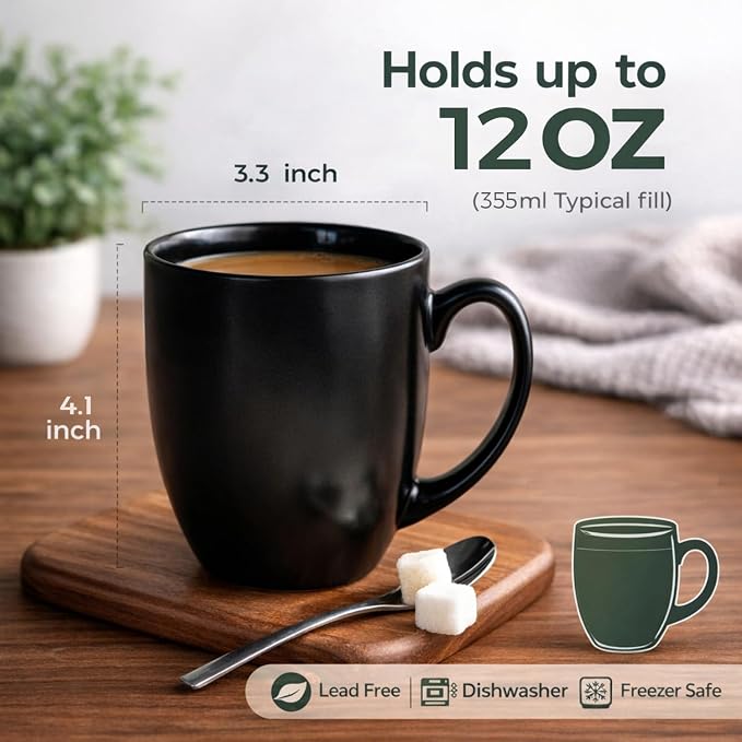 AmorArc Coffee Mugs Set of 6, 12oz Ceramic Coffee Mugs for Man, Woman, Dad, Mom, Modern Coffee Mugs Set with handle for Tea/Latte/Cappuccino/Milk/Cocoa. Dishwasher&Microwave Safe, Multi