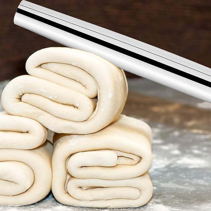 Fox Run Stainless Steel Rolling Pin, Tapered French Rolling Pin, 18" x 1.25"