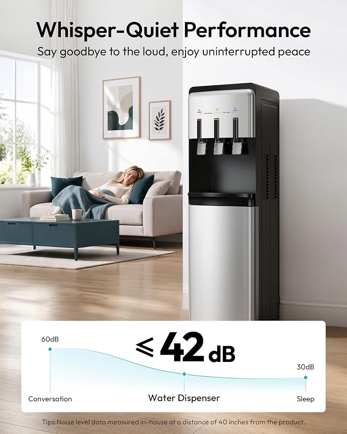 Euhomy Bottleless Water Cooler 3 Temperature Settings Hot Cold & Room WaterWater Dispenser