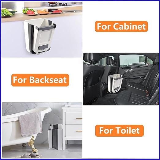 10l Wall-Mounted Kitchen Cupboard Trash Can, Collapsible Food Waste Bin for Cabinets, Ideal for Campervans, Bathrooms, and Motorhomes White
