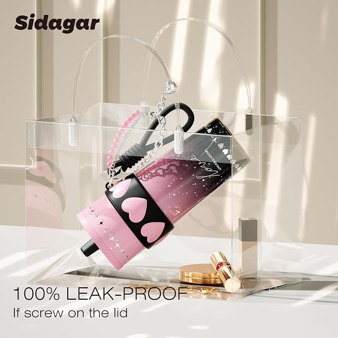 24 oz Stainless Steel Tumbler with Lid and Straw, Insulated Coffee Mug, Leak Proof, Portable Iced Travel Water Bottle, Reusable Thermal Coffee Cup Gift for Women, Pink