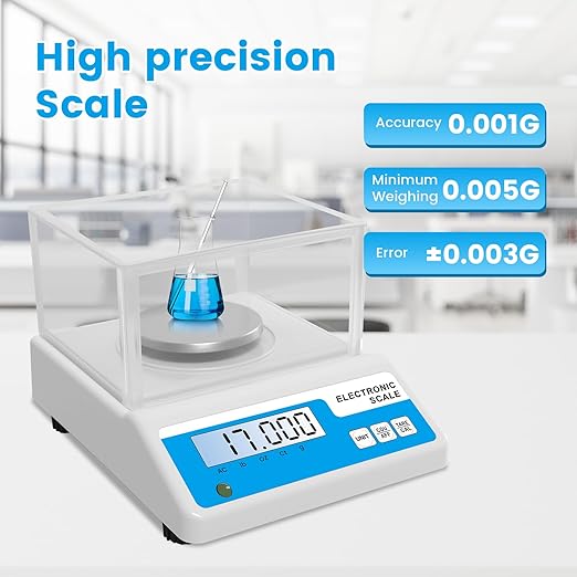 Lab Analytical Balance Scale 500g x 0.001g, 001 Gram Scale High Precision Digital Scale with Windshield, Jewelry Scale for Gold Powder Laboratory Kitchen School, 4 Units with LCD Display