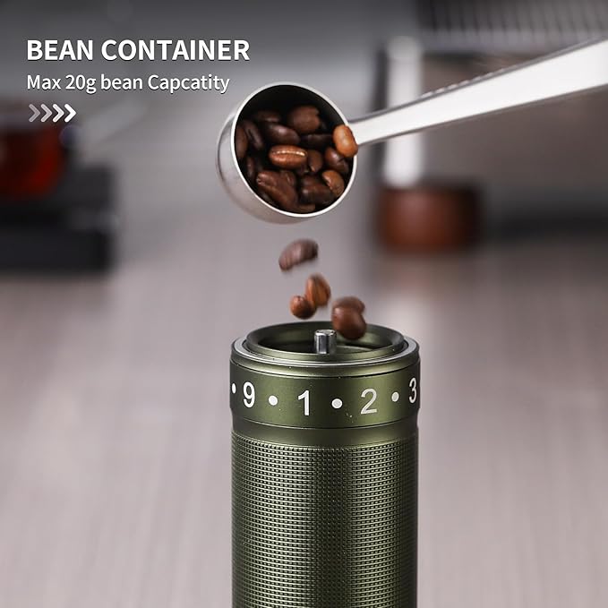 Bincoo Manual Coffee Grinder Manual Foldable Handle– Espresso Hand Coffee Grinder Burr,Compact and Portable for Home/Travel/Camping(Green)