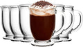 Glass Coffee Mugs Set of 6-15 OZ Clear Glass Tea Cups with Handle - Large Mugs for Tea, Espresso, Coffee, Cider, Hot Chocolate, Dishwasher Safe