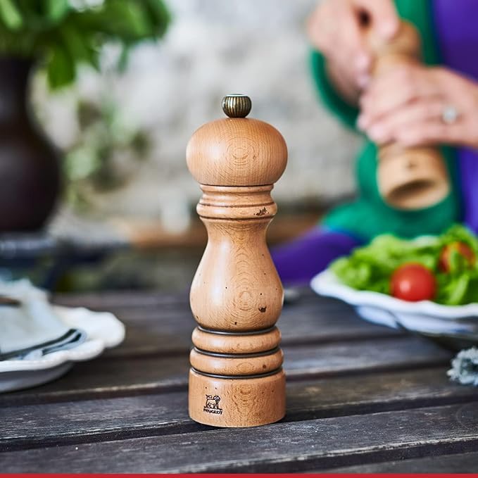 Peugeot - Paris Antique Manual Pepper Mill - Adjustable Grinder - Beechwood, Antique, 8.5in