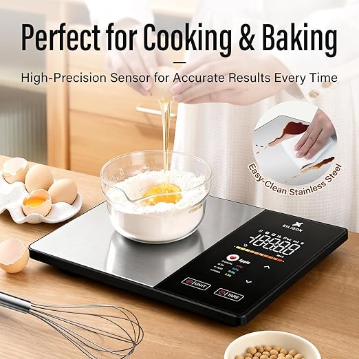 EILISON Smart Kitchen Scale with Nutrition Calculator, Digital Food Scale, Large TFT Color Display, Bluetooth App for 999+ Foods, Calorie Counter & 24 Nutrients Analyzer, 5000g Capacity (Black)