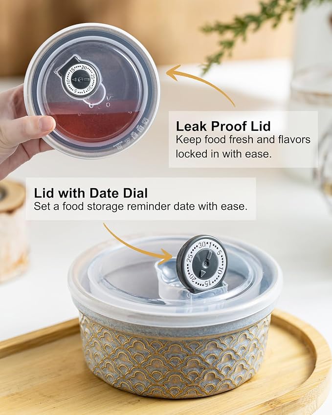 Creme Brulee Ramekins with Covers, Ceramic Souffle Ramekin with Lid, Small Baking Dishes, Food Storage Containers Serving Bolws with Lids for Lunch, Dessert, Fruit, Grey Cloud
