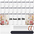 24 Pack Sublimation Tumblers, 20 oz Stainless Steel Sublimation Cups with Lid and Straw, Individually Boxed