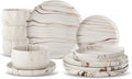 Lorren Home Trends Shiny Marble Pattern Dinnerware Set, 12 Piece Service for 4, Microwave and Dishwasher Safe