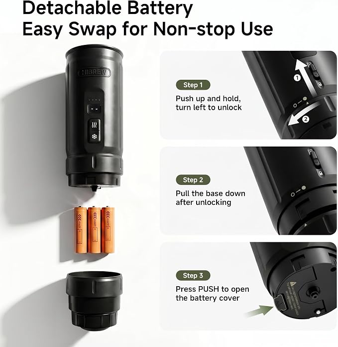 HIBREW H4C Classic - Portable Electric Espresso Machine, USB-C Rechargeable Coffee Maker with Removable Battery, Compatible with Ground Coffee & NS Capsules, Travel & Home(Black)