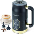 Milk Frother with Touchscreen & Temp Display, 4-in-1 Electric Milk Steamer for Hot & Cold Foam, Adjustable Temperature, Silent Operation, 300ml Non-Stick Frother for Coffee, Latte, Hot Chocolate