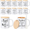 12 Pcs Thank You Coffee Mugs Gifts Bulk Employee Appreciation Gifts Cups 12oz Motivational Ceramic Mugs with Lid Spoon for Team Coworker Volunteer Office