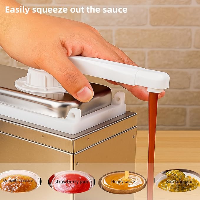 5.28 Quart Condiment Dispenser Pump,Syrup Pump Dispenser with Measuring Cup, Detachable Leak-Proof Design for Sauce, Honey, Syrup,Soy Sauce,Mustard,Cheese (1.06 QT Each, 5 pumphead)