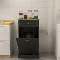 RASOO Tilt Out Trash Cabinet Wooden Freestanding Dog Proof Single Door 10 Gallons with Drawer Trash Can Cabinet