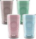 Tervis Romantic Embossed Hobnail Collection Made in USA Double Walled Insulated Tumbler Travel Cup Keeps Drinks Cold & Hot, 16oz 4pk, Assorted