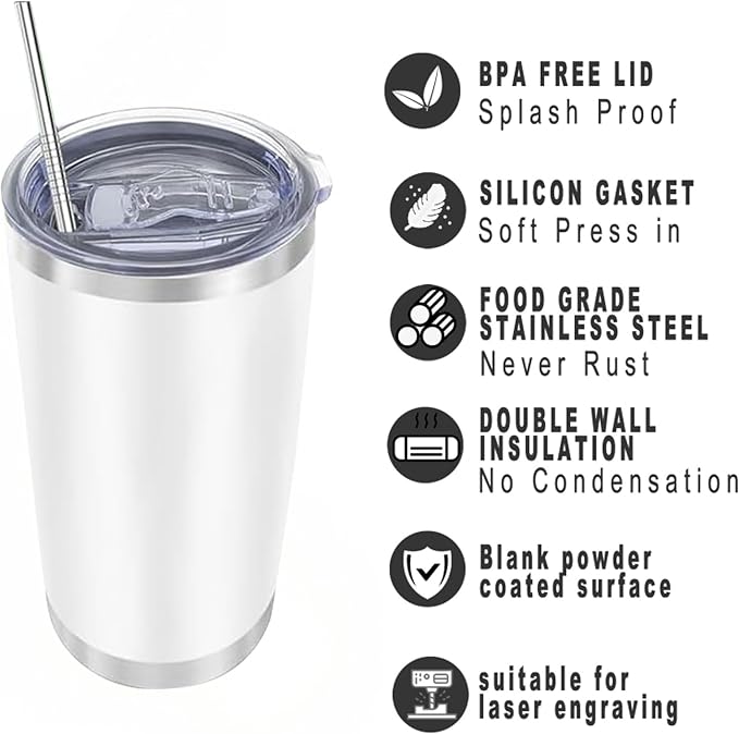20oz insulted tumblers stainless steel cup Tumbler Bulk with push Lid, and metal straw powder coated coffee cup for cold and hot drinking (48, Modern MIX color)