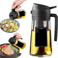 Oil Sprayer, Oil Sprayer For Cooking,2in1 Dispenser Bottle For Kitchen,16oz/470ml Glass,Food-grade Mister,for Kitchen, Air Fryer(1pcs Black)