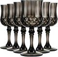 Pinkunn 6 Pcs 7 oz Plastic Vintage Wine Glasses Reusable Colored Goblets Patterned Drinking Water Glasses Cup Dishwasher Safe for Mother's Day Wedding Reception Party Supplies (Black)