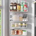 Magnetic Spice Rack for Refrigerator, 4 Pack Metal Strong Magnet Spice Organizer Shelves, Magnetic Fridge Shelf for Kitchen Seasoning Organizer Gadgets, Home Organization and Storage (White)