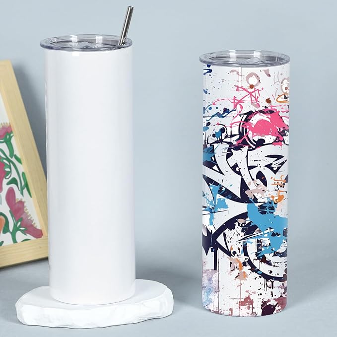 Muwnrol 30 Oz Sublimation Tumblers Bulk, Sublimation Tumbler Stainless Steel Double Wall Vacuum Insulation Cups with Straw, Individually Box (24 Pack)
