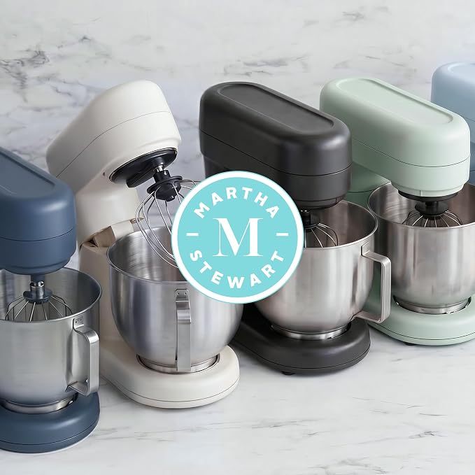 Martha Stewart 5.3Qt Stand Mixer, 12-Speed Tilt-Head Electric Kitchen Mixer with Stainless Steel Bowl, Dough Hook, Whisk & Beater, Splash Guard, Ideal for Baking Bread, Cake & Whipping, Indigo Blue