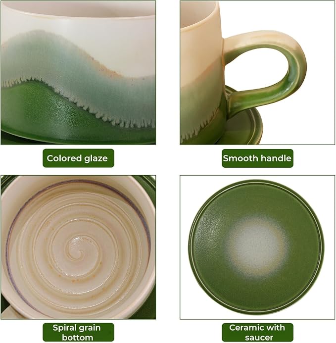 Ceramic Mug Set of 2, Coffee Mugs with Handle, 7.4 OZ Coffee Cups for Mother's Day,Thanksgiving Day, Gift for women, Dishwasher and Microwave Cups