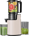 Cold Press Juicer, Masticating Juicer with 5.4" Wide Feed Chute, 350w Slow Juicer Machines Fit Whole Vegetables and Fruits with High Juice Yield, Easy to Clean (Pink)