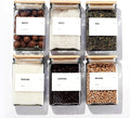 APT 1101 Glass Storage Jars with Bamboo Lid, glass canisters with airtight lids, Clear jars with lids for Spice, Cookie, Candy, Tea, Coffee Bean and Rice (White, Pantry Jar Set (26 oz, set of 6))