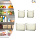 Crystal Clear Freezer Storage Bins, BPA-Free Clear Fridge Organizer Bins with Handles, Stackable Plastic Bins for Organization, Heavy-Duty Clear Storage Bins (Translucent Green, 2L+2S)