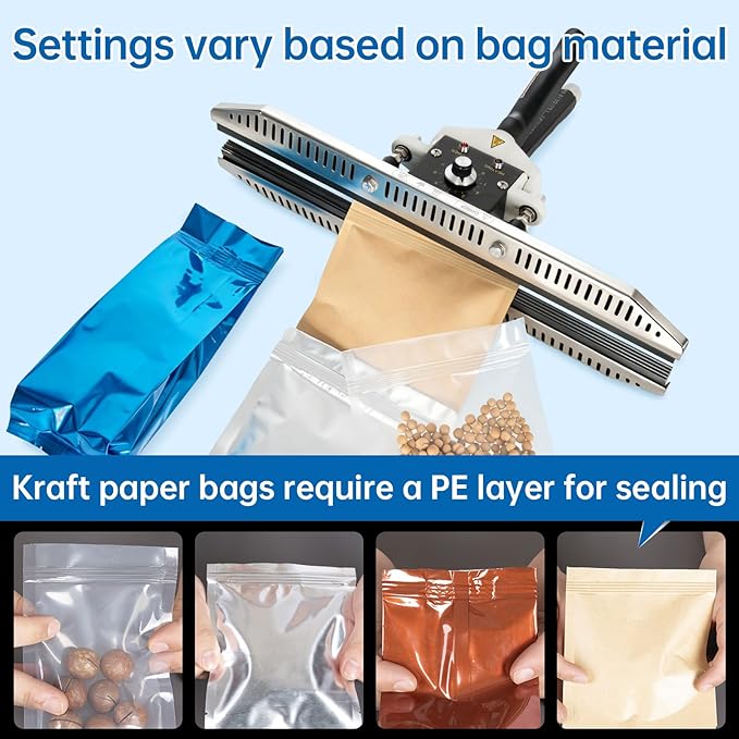 Portable Hand Held Heat Sealer Machine-R-PACK FKR-400DFFT, 16 Inches, For Foil Bag, Kraft Bag, Mylar Bags（Anti-Scald Protection）