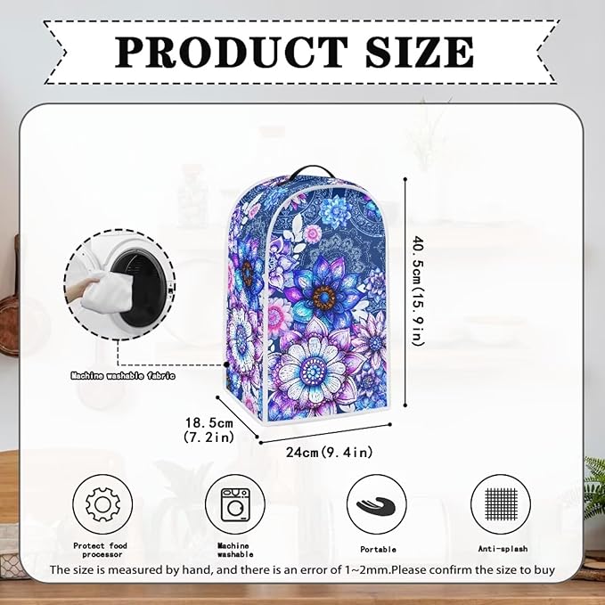 Bright Blossoms Toaster and Blender Cover Set Boho Mandala Floral Small Appliance Cover Kitchen Accessories Size S