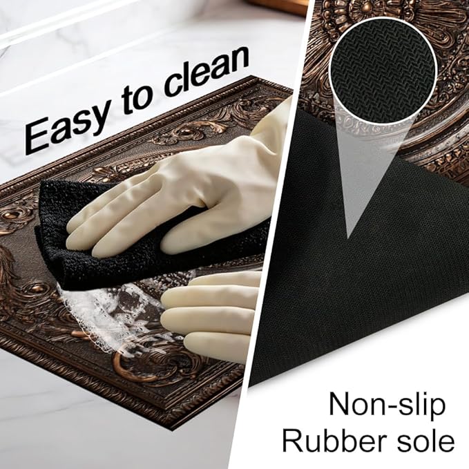 Stove Top Cover for Electric Stove 28.4 x 20.5 Inch Non Slip Stove Mat Oil Proof Bronze Medallion Glass Cooktop Protector Kitchen Mat