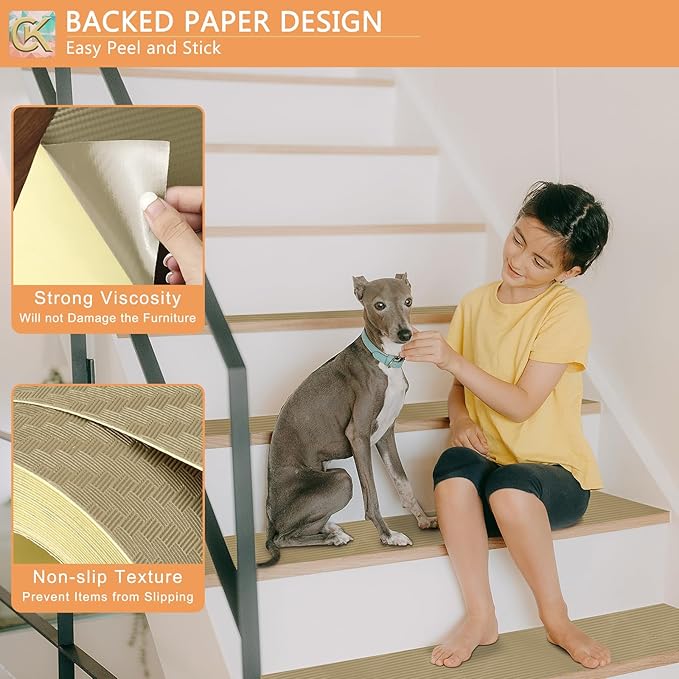 Self-Adhesive Shelf Liner Kitchen Liner, Waterproof Backed Paper Easy Peel and Stick Contact Liner Without Residue for Decor Your Desk Surface, Kitchen Countertops (Dark Khaki, 11.8 x 393.7 inches)