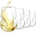 Final Touch Conundrum White Wine Glasses - Set of 4 Stemless Handcrafted Glasses - 9 oz Capacity - Sleek Curves for Comfortable Tasting - Dishwasher Safe (GG5008)