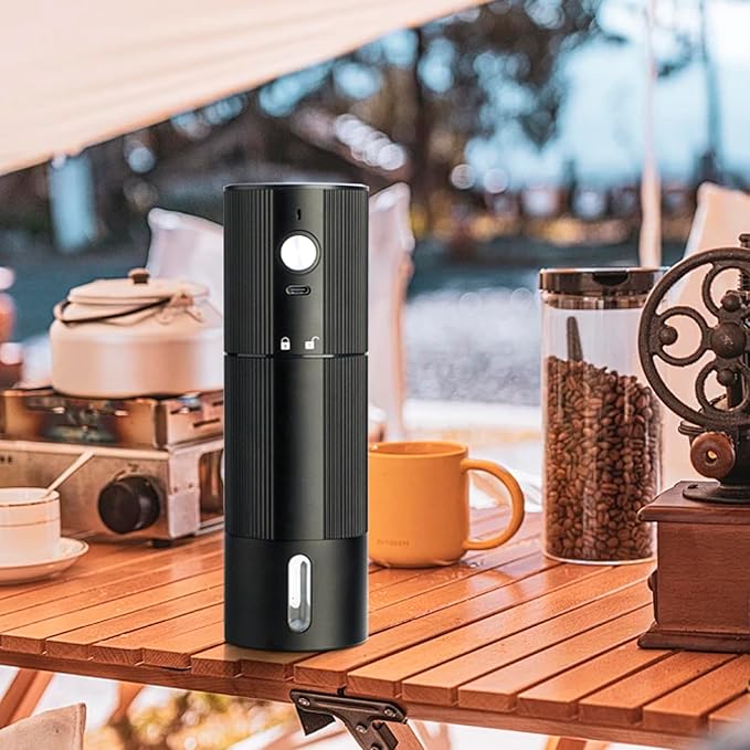 Portable Coffee Grinder Electric Burr Coffee Grinder with 45 Adjustable Settings, Rechargeable Coffee Grinders for Espresso, Travel, Camping and Office (Black)