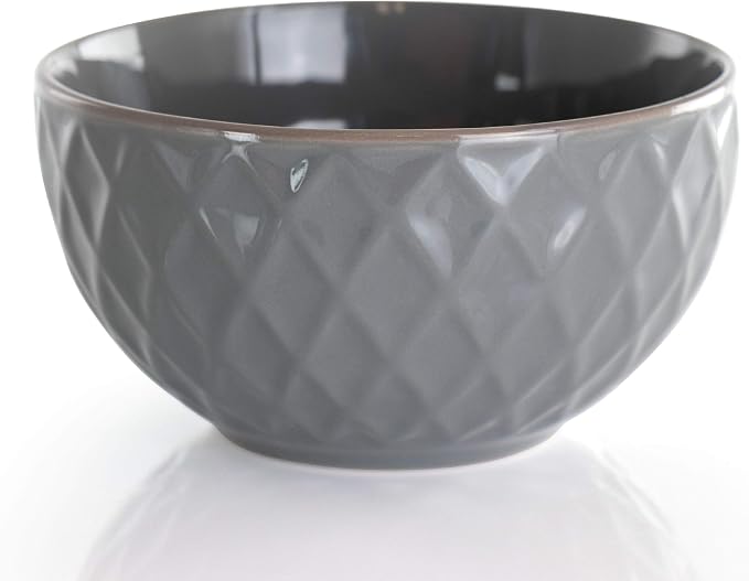 Elama Round Stoneware Collection Dinnerware Dish Set, 16 Piece, Slate and Pearl