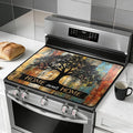 Stove Top Cover for Electric Stove, Vintage Farmhouse Style Glass Cooktop Protector, Multi-functional Kitchen Counter & Washer Top Cover