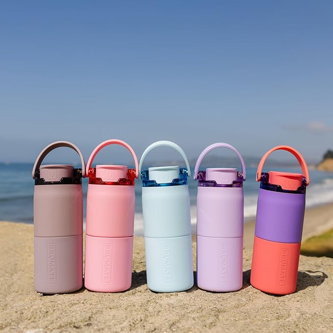 BrüMate Rise 18oz Water Bottle with Covered Silicone Straw | 100% Leakproof Insulated Kids Water Bottle | Cup Holder Friendly Base | 18oz (Neon Pink)