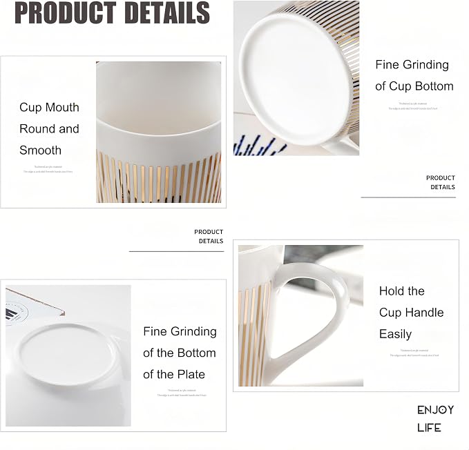 Old Craftsmen's Coffee Cup and Saucer Sets 8.45oz Unique Dynamic Mirage Reflection Tea Cup Luxury Porcelain Mirror Ceramic Mug Gifts for Cappuccino Espresso 250ml Lion