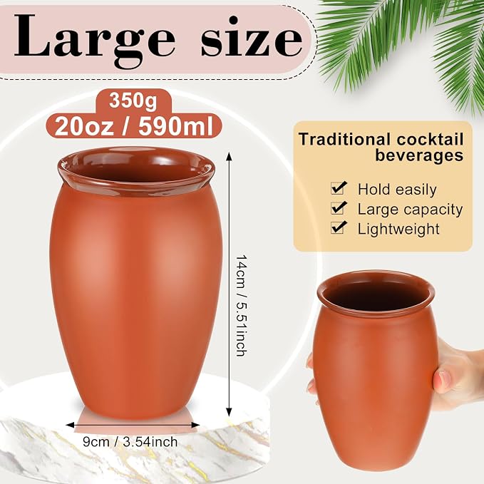 Gejoy 6 Set 20 oz Cantaritos De Barro Mexicanos Cantaritos Shooters Pottery Taco Tuesday Mexican Clay Cup Fiesta De Barro Mexicanos Cocktail Cups Cocktail Glasses for Tequila Margaritas Mojitos