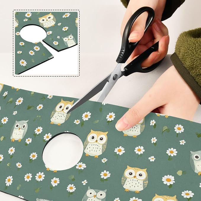 Kitchen Sink Splash Guard 1 PC 30 Inch Sink Faucet Mat Splash Guard for Bathroom Countertop Water Absorbent Foldable Cuttable Soft Washable White Daisy Flower Owls