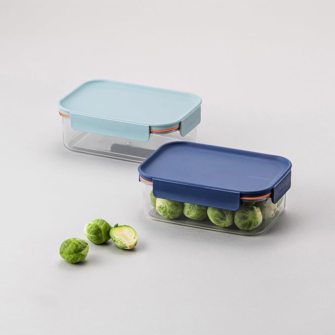 LocknLock Tritan Plastic Bisfree Modular Plus Food Storage Container Set, Lunch, Meal Prep, Stackable, BPA-Free, Leakproof, Freezer-Safe, 10 Pieces, 5 Boxes and 5 Lids, Navy, 910ml